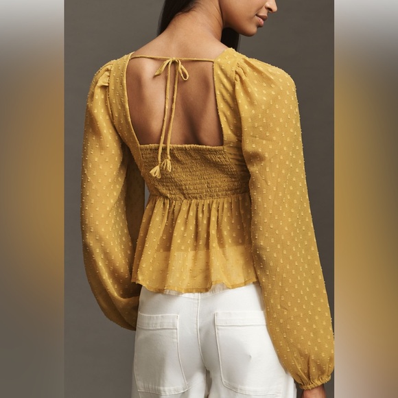 By Anthropologie Peplum Blouse in Harvest Gold - Picture 2 of 4